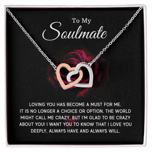 To My Soulmate - Interlocking Hearts Necklace Set (Red Rose)